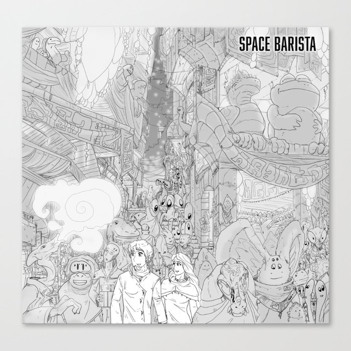 Space Barista Night Market Canvas Print