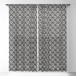 Black and white hearts for Valentines day Sheer Curtain