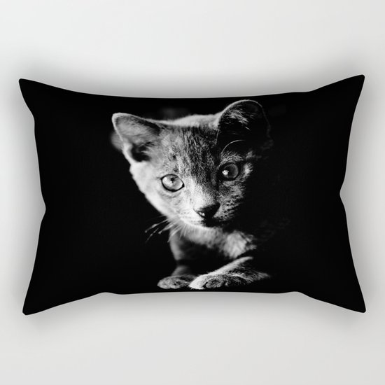 black and white kitten Rectangular Pillow