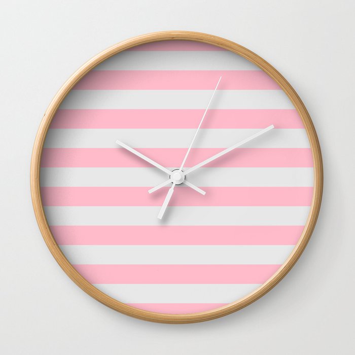 Pink & Gray Stripes Wall Clock