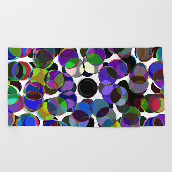 Cluttered Circles III - Abstract, Geometric, Pastel Coloured, Circle Patterned Artwork Beach Towel