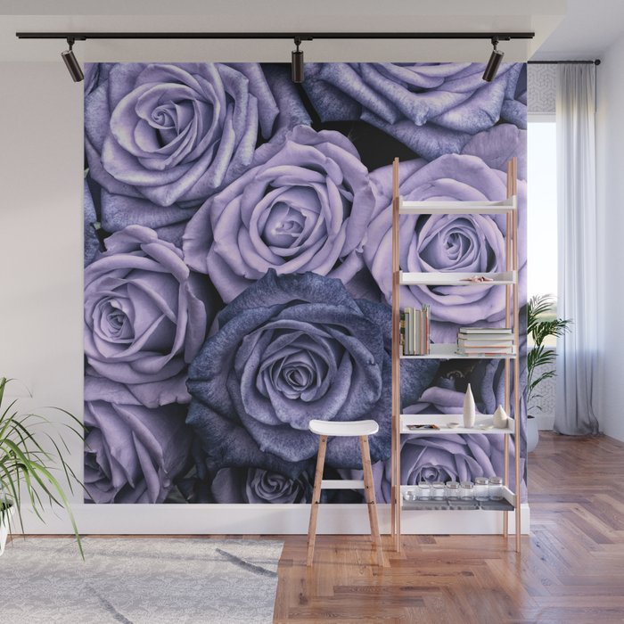 PURPLE ROSES floral flowers violet Wall Mural