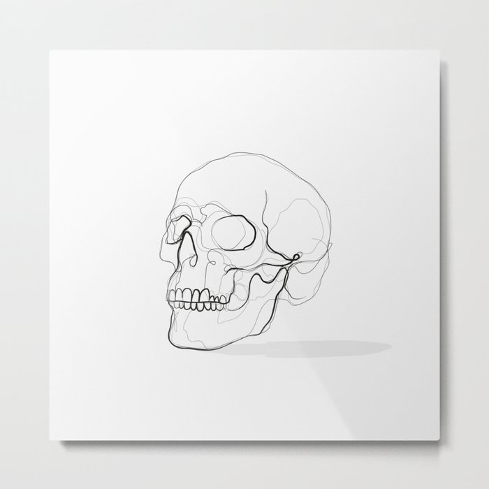 Skull Line Drawing Metal Print