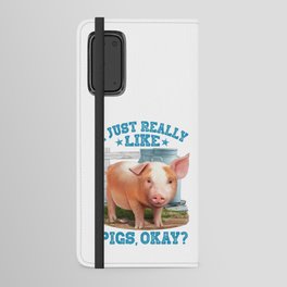 Cute Young Pig Farm Motive Android Wallet Case