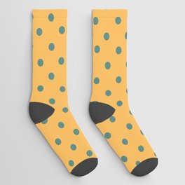 Cute Orange And Blue Polka Dot Pattern,Retro,circle,dotted,abstract,Simple,Minimal,Chic, Socks