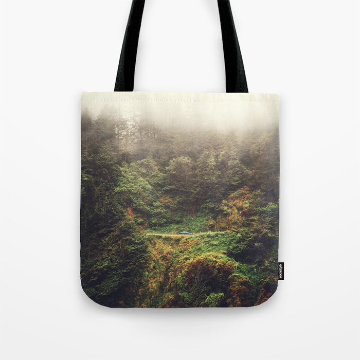 Foggy PNW Forest Tote Bag