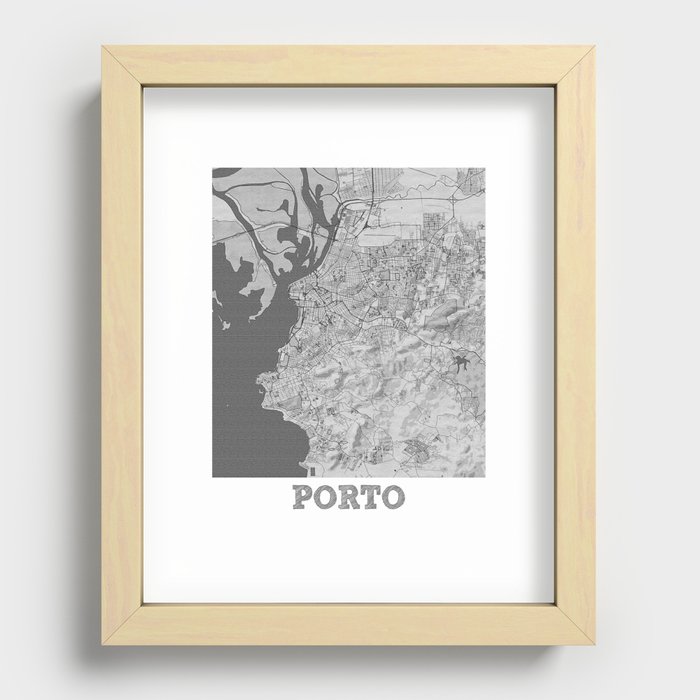 Porto city map sketch Recessed Framed Print