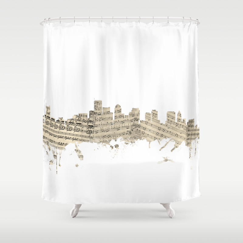 Boston Massachusetts Skyline Sheet, Boston Skyline Shower Curtain