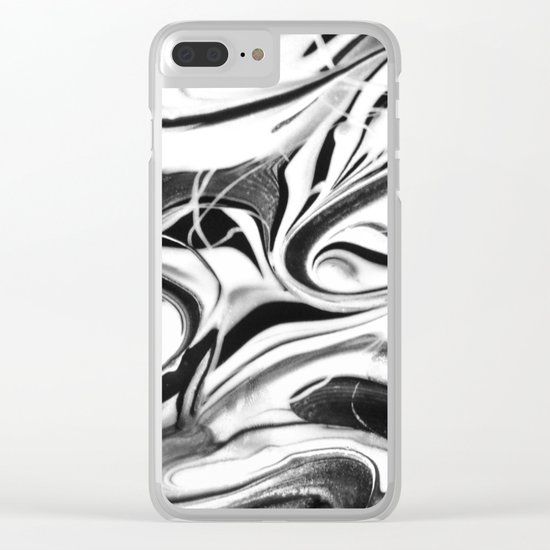 Black and white swirl - Abstract, black and white swirly, paint mix texture Clear iPhone Case