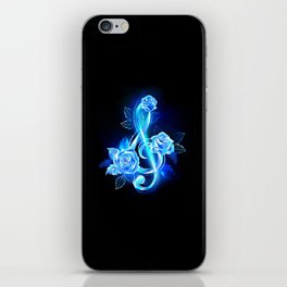 Fiery Treble Clef with Blue Roses iPhone Skin