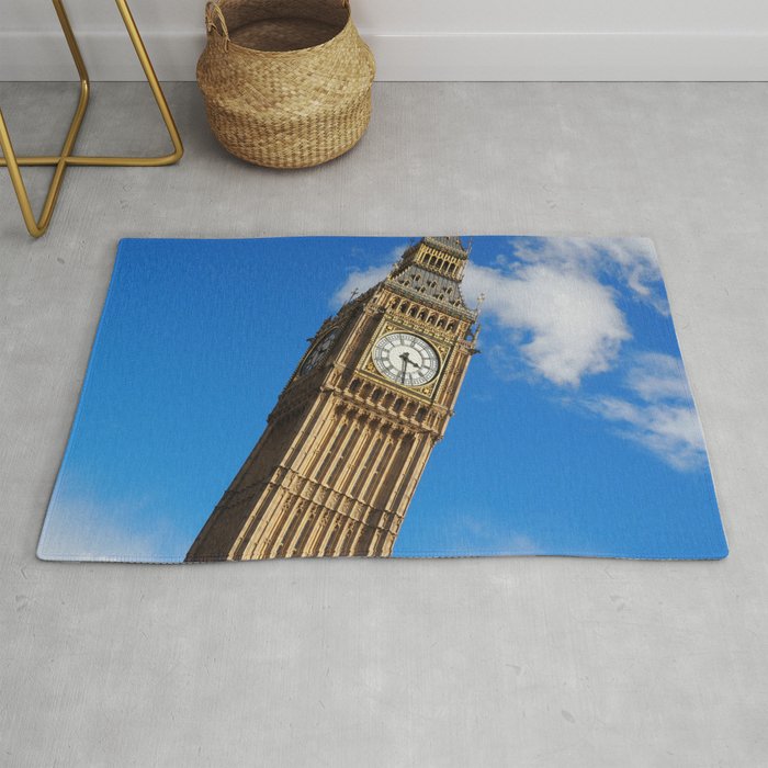 Great Britain Photography - Big Ben Under The Blue Slightly Clouded Sky Rug