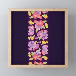 Floral Pattern On Purple Framed Mini Art Print