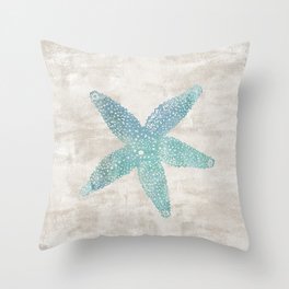 Aqua Starfish Throw Pillow