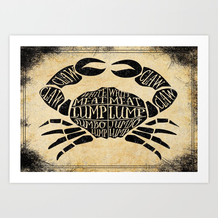 Butcher shop meat cuts crab fishmonger Art Print by ArtyApples Society6