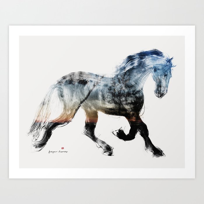 Horse (Summer Friesian) Art Print