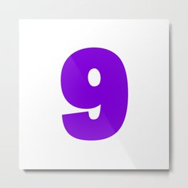 9 (Violet & White Number) Metal Print