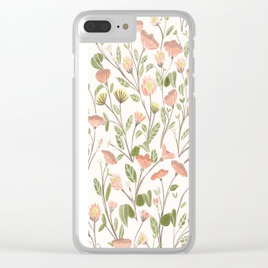Spring Floral Pattern Clear iPhone Case