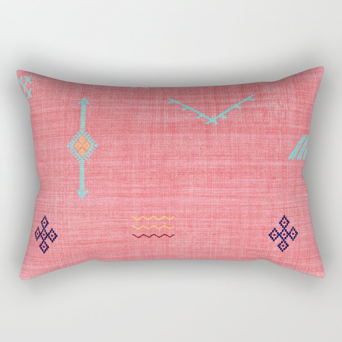 Cactus Silk Pattern in Pink Rectangular Pillow