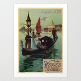 Paris Venice Victorian romantic travel Art Print