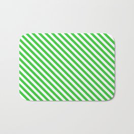 [ Thumbnail: Lime Green and White Colored Lines Pattern Bath Mat ]