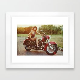 Motorcycle and Pinup Framed Art Print