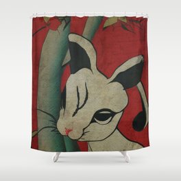 Sad Japenese Rabbit Ukiyo-e style Shower Curtain