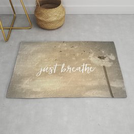 Just Breathe Rug | Other, Digital, Illustration, Inspirational, Dandelion, Graphicdesign, Quotes, Affirmations, Positive, Typography 