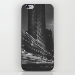 The Flatiron building New York City time lapse black and white photograph - photography - photographs iPhone Skin