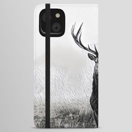 Horns Solo - Realistic Deer Drawing iPhone Wallet Case