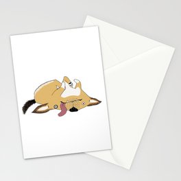 Puppy happily lying on their back Stationery Cards
