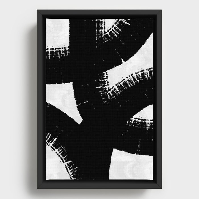 Modern Abstract Black and White No8 Framed Canvas