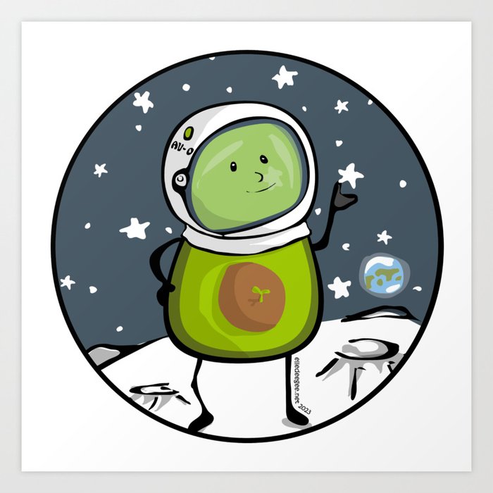 Avocado on the Moon Art Print