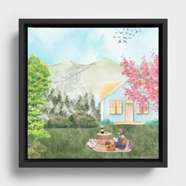 Peaceful Life Full Of Happiness Framed Canvas