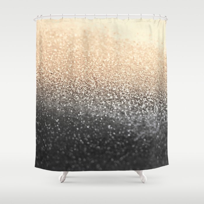 Gold Black Shower Curtain By Monika, Black White Gold Shower Curtain