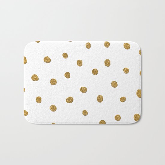 Golden touch II - Gold glitter polkadots Bath Mat