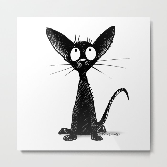 Little Black Oriental Cat Metal Print