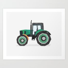 Tractor Art Print | Loader, Illustration, Tractor, Backhoe, Excavator, Digger, Vehicle, Transportation, Kids, Watercolor 