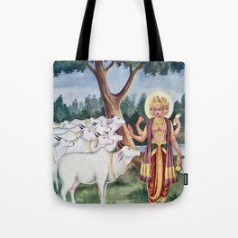 Lord Brahma with Cows Tote Bag