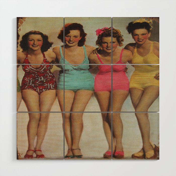 Retro girls just want to have fun Wood Wall Art