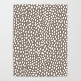 Handmade polka dot brush spots (white/taupe) Poster