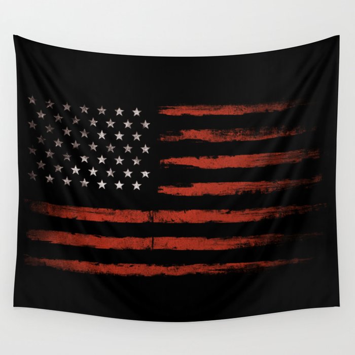 American flag Grunge Black Wall Tapestry