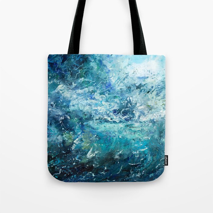  abstract oil painting showing waves in ocean or sea on canvas. Modern Impressionism, modernism, marinism  Tote Bag