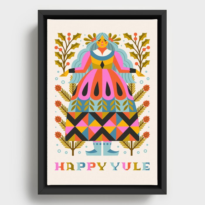 Happy Yule // Cream Framed Canvas