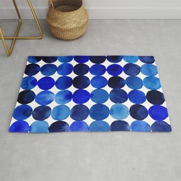 Blue Circles in Watercolor Rug | Blue, Water, Nordic, Pattern, Rounds, Round, Darkblue, Geometric, Scandinavian, Circle 