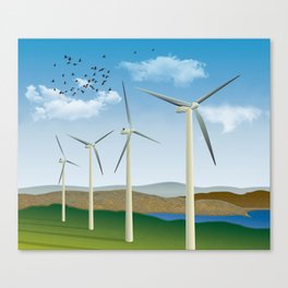 Wind Turbines Art Renewable Energy Canvas Print