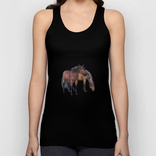 Horses in a misty dawn Unisex Tank Top