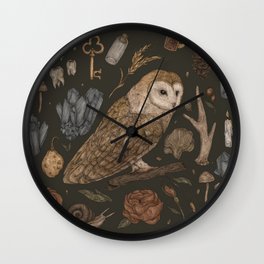 Harvest Owl Wall Clock | Fall, Floral, Autumn, Illustration, Magik, Magic, Drawing, Totem, Flora, Gem 