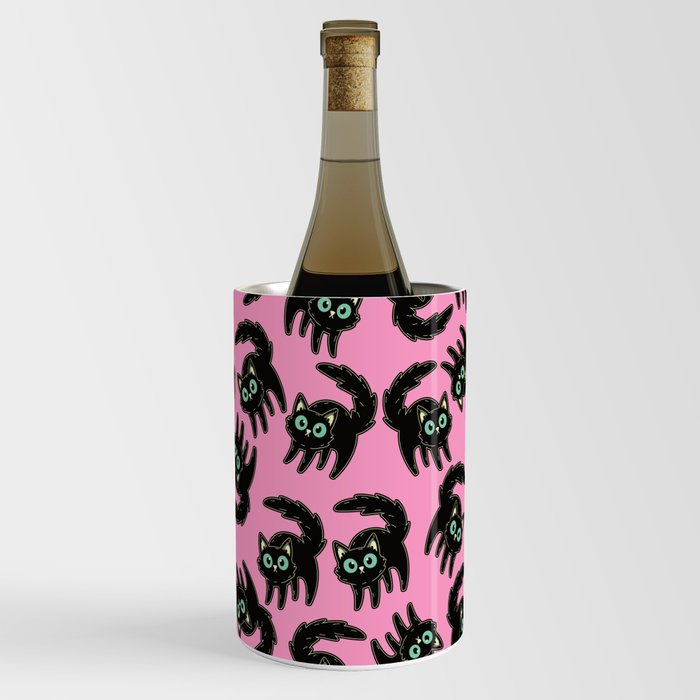 Black Cats Retro Repeating Pattern  Wine Chiller