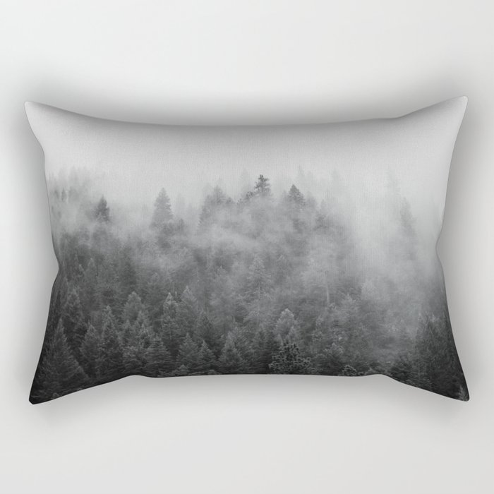 Black and White Mist Ombre Rectangular Pillow
