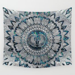 Egyptian Scarab Beetle Silver and Abalone Wall Tapestry